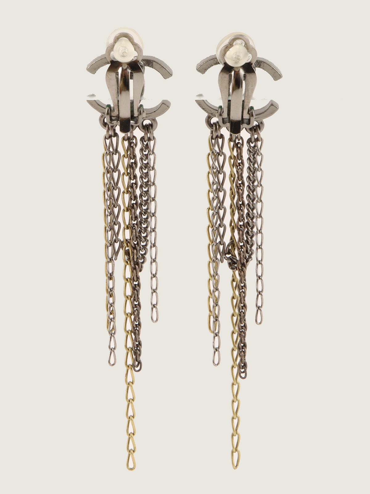 2011 CC Mark Swing Chain Earrings Silver/Gold