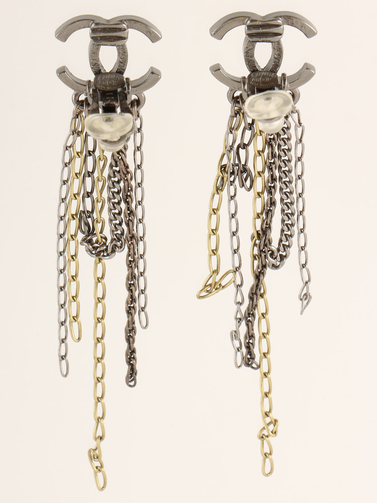2011 CC Mark Swing Chain Earrings Silver/Gold