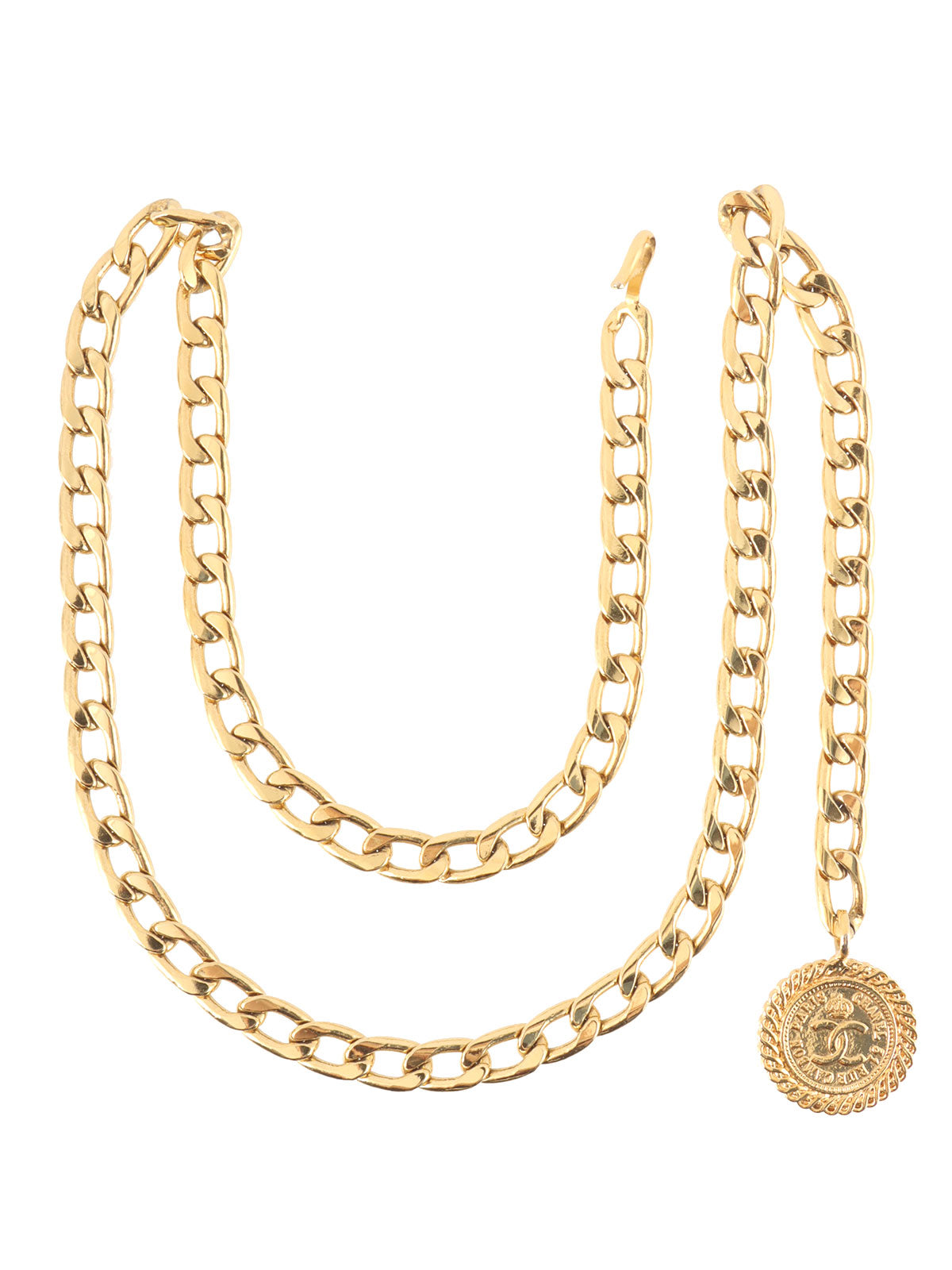 CC Mark Coin Charm Chain Belt Gold