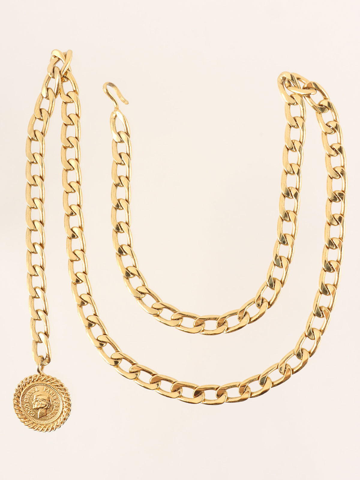 CC Mark Coin Charm Chain Belt Gold