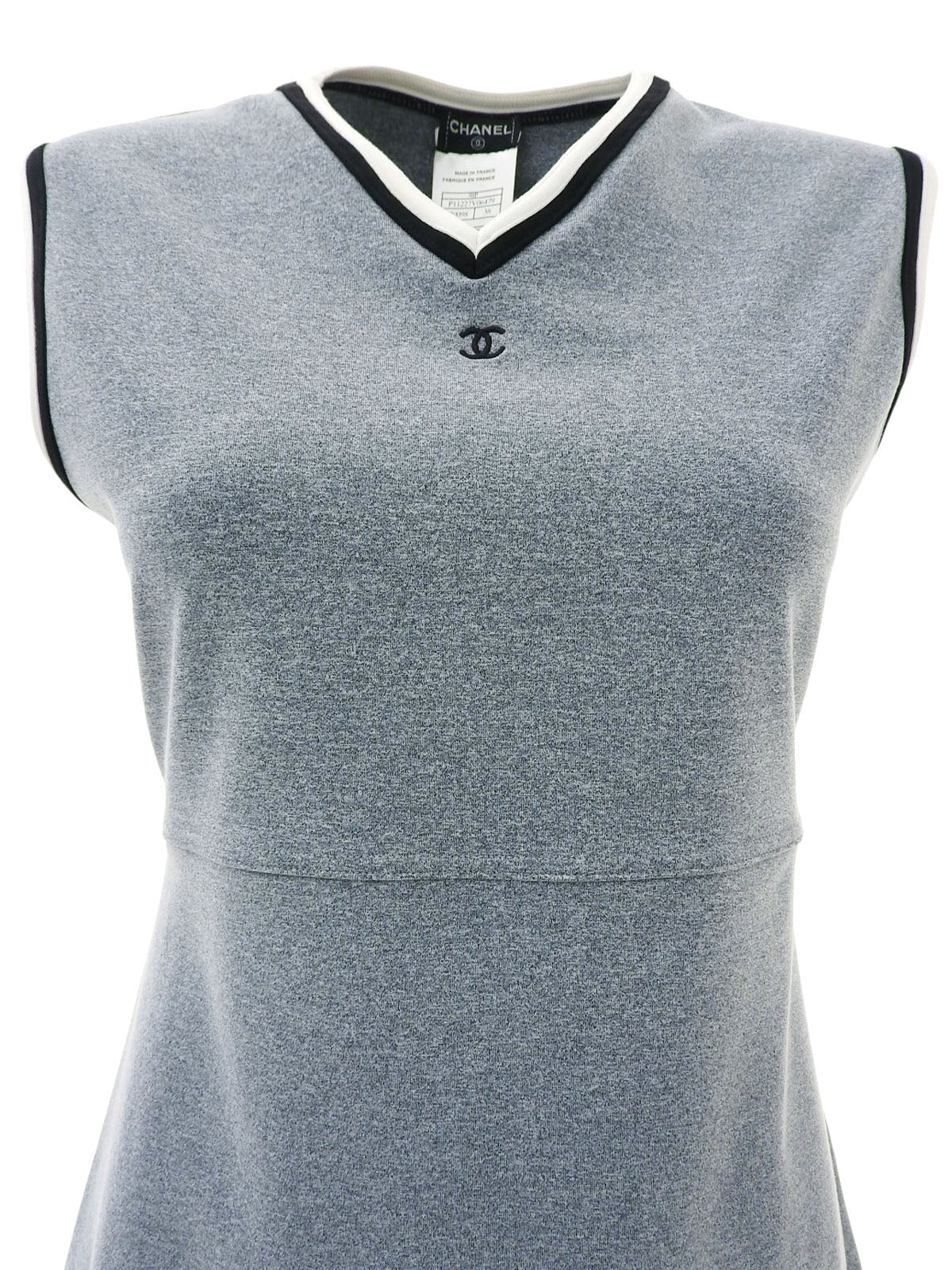 1998 CC mark embroidered sleeveless dress in gray/multi