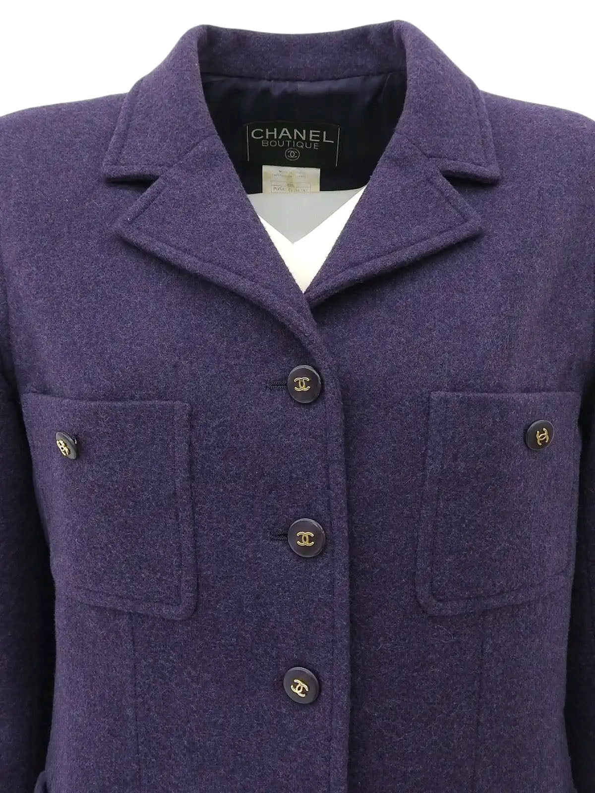 1995 Wool CC Mark Button Jacket, Purple