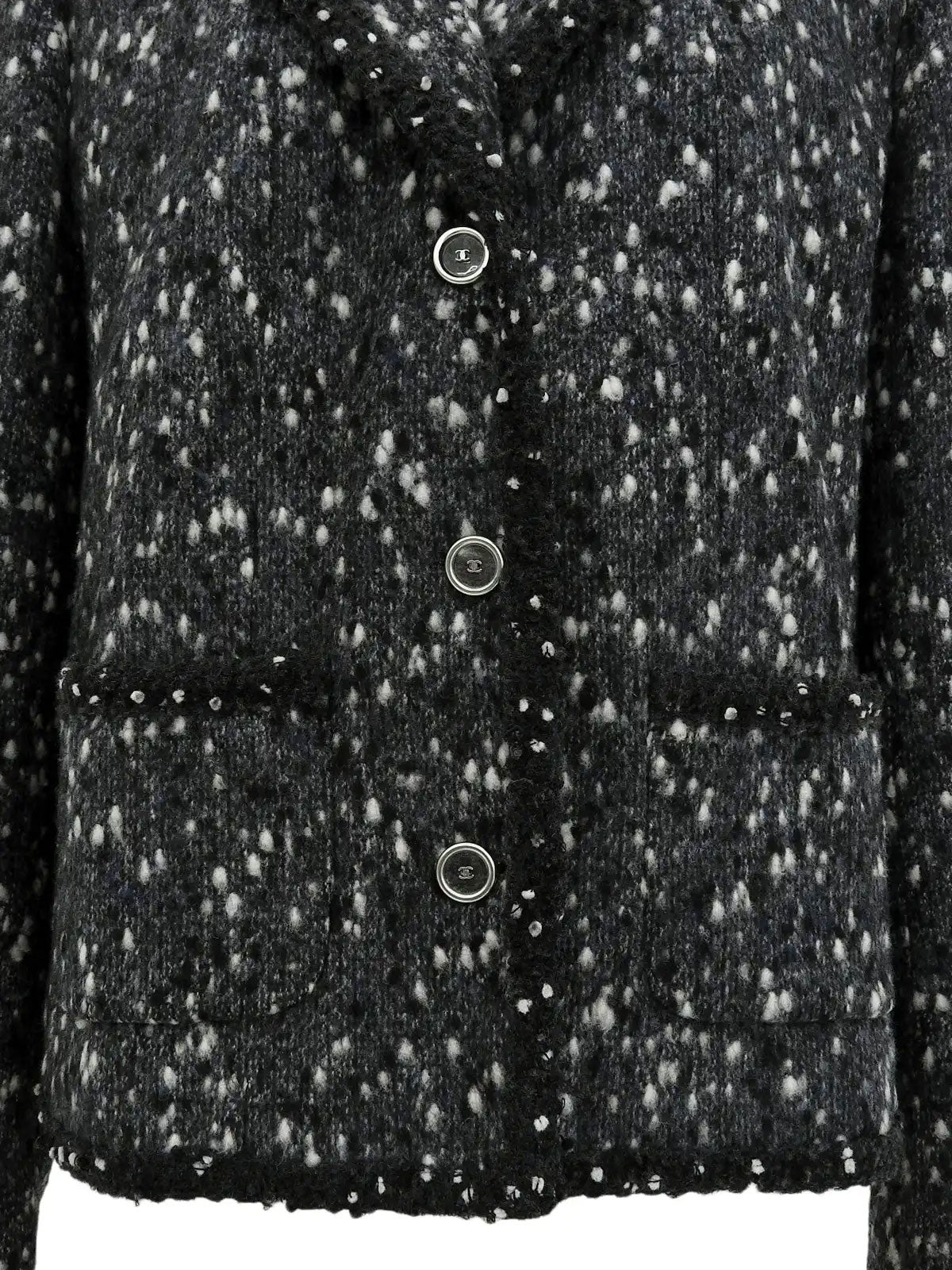 2001年製 ウールCCマークボタントリムデザインジャケット グレー/ネイビー