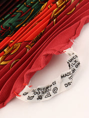 波尔多红/多色节日图案褶皱围巾