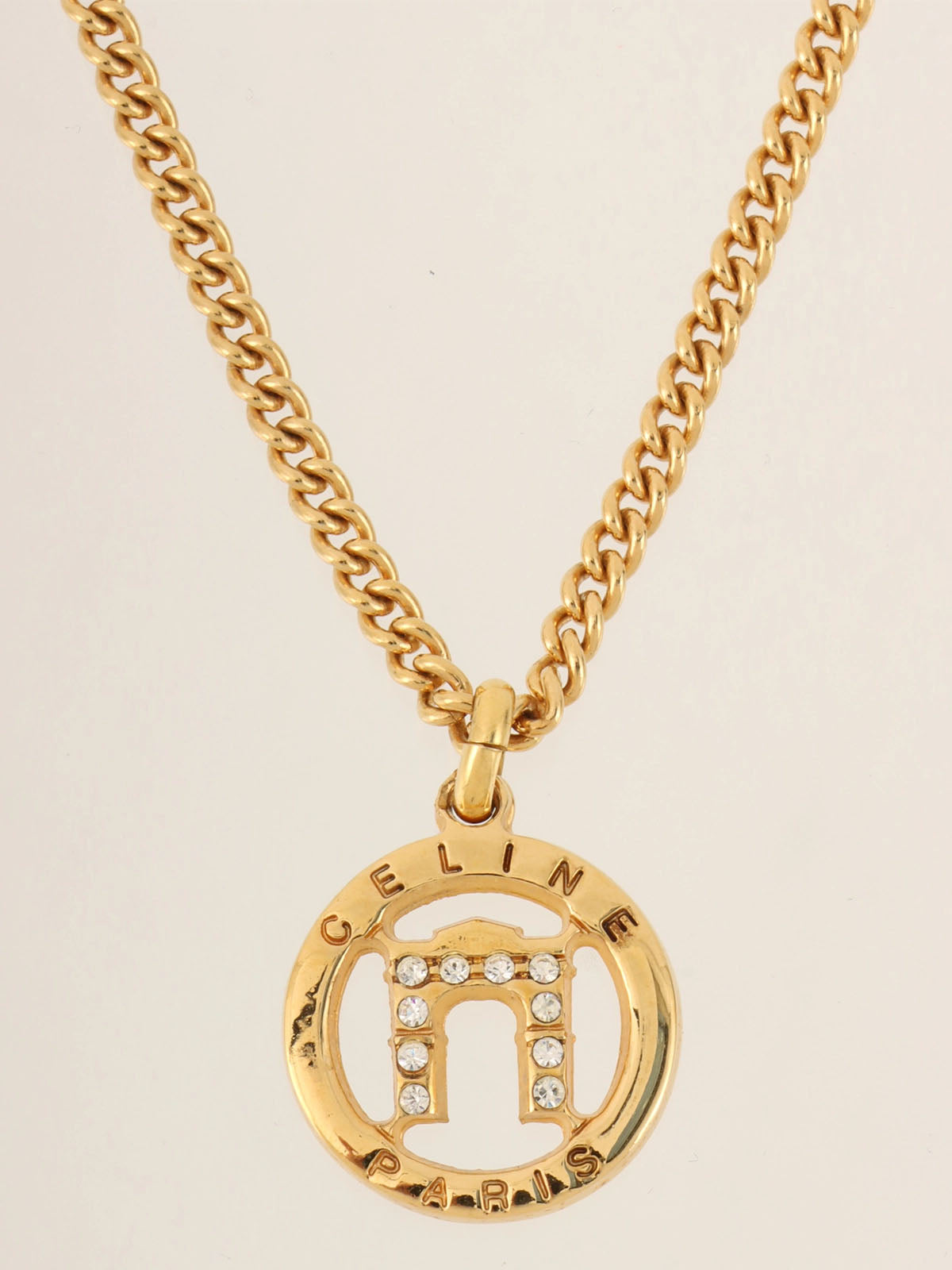 Rhinestone Triomphe Arch Necklace in Gold