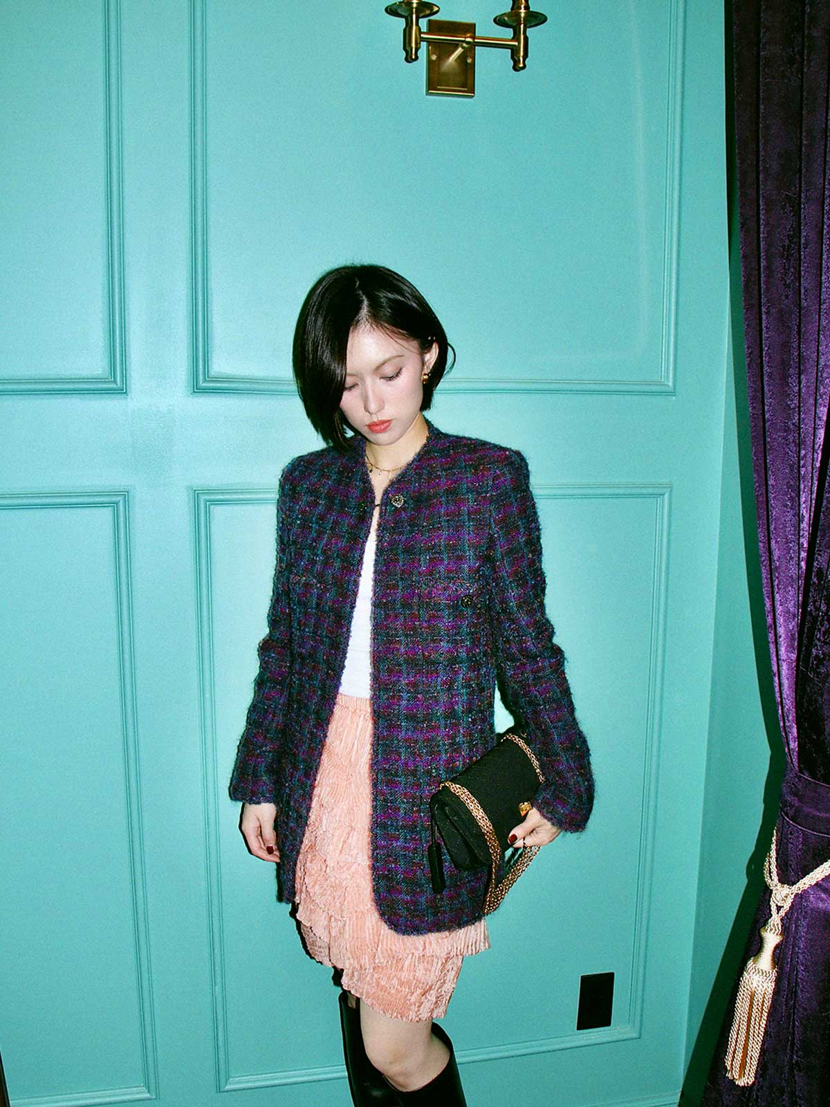 1997 CC Mark Button Tweed Jacket Purple/Multi
