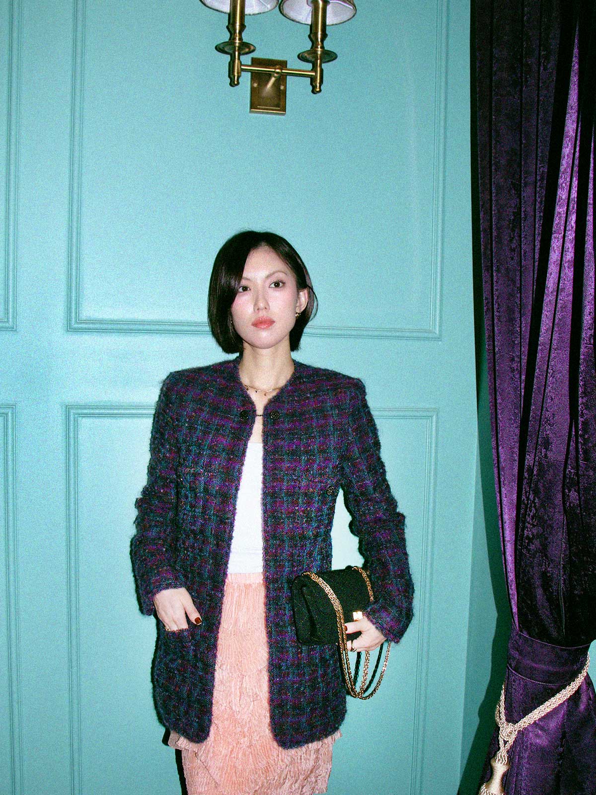 1997 CC Mark Button Tweed Jacket Purple/Multi