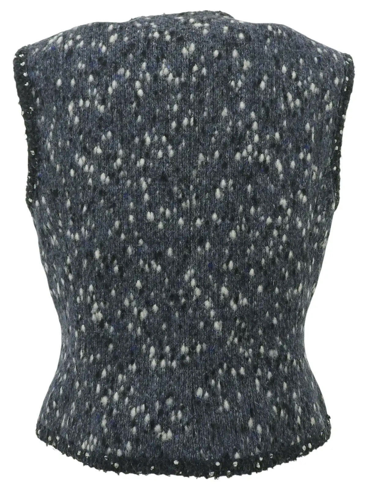 2001 Wool Clear CC Mark Button Knit Vest in Gray/Blue/White