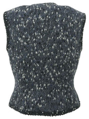 2001 Wool Clear CC Mark Button Knit Vest in Gray/Blue/White