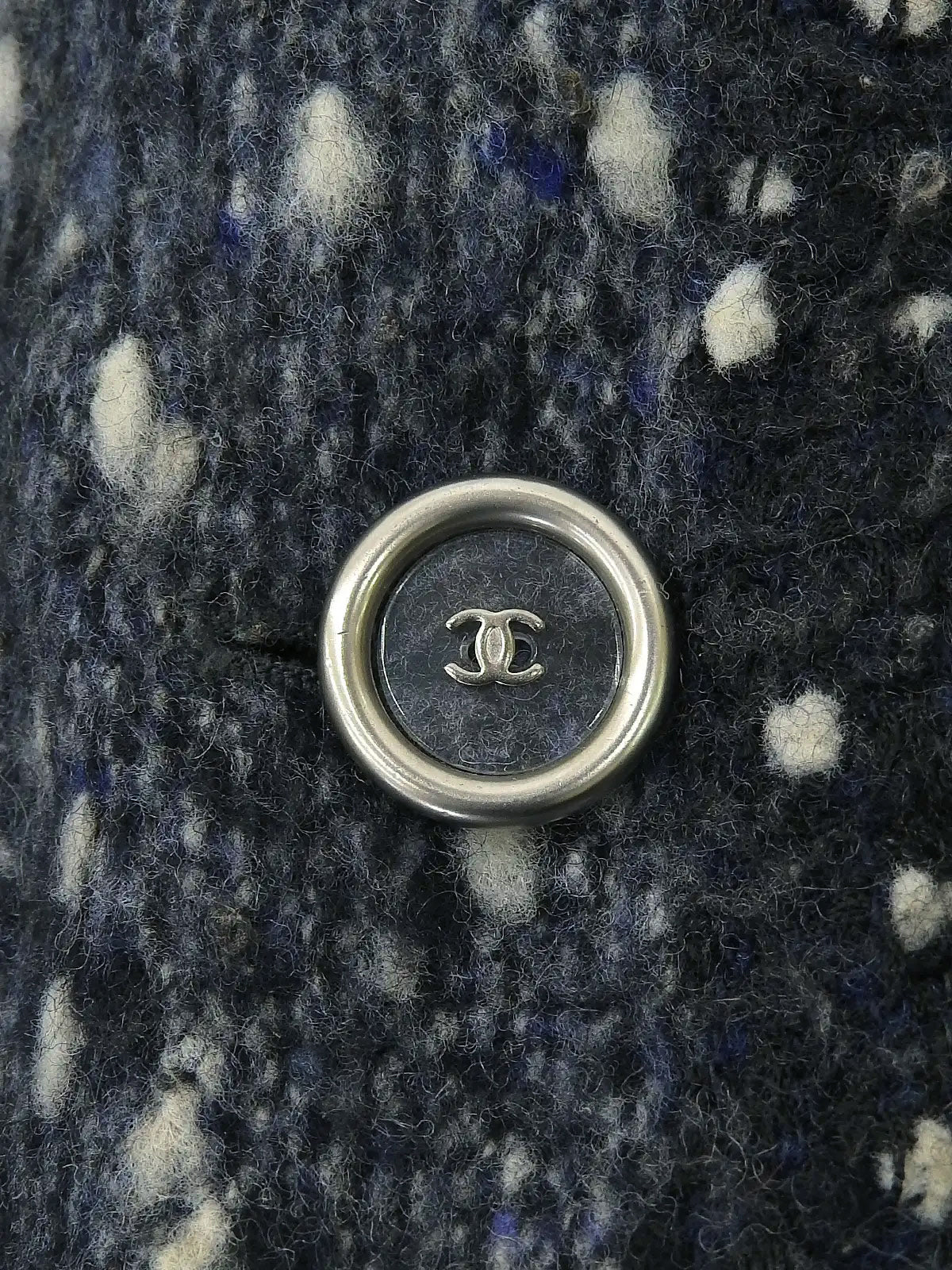 2001 Wool Clear CC Mark Button Knit Vest in Gray/Blue/White