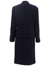 2001 wool collarless button-down set, navy
