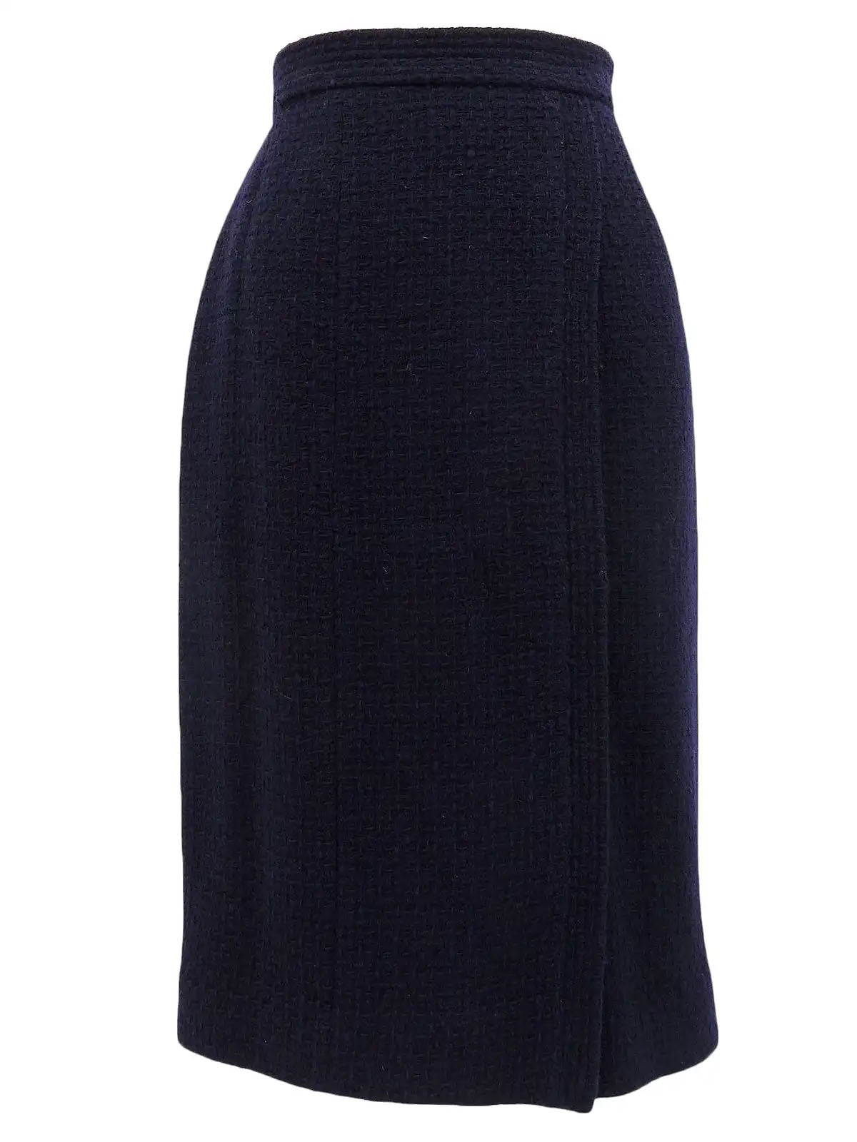 2001 wool collarless button-down set, navy