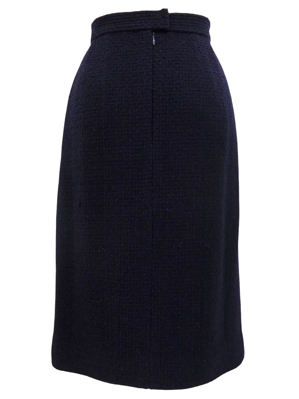 2001 wool collarless button-down set, navy