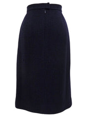 2001 wool collarless button-down set, navy