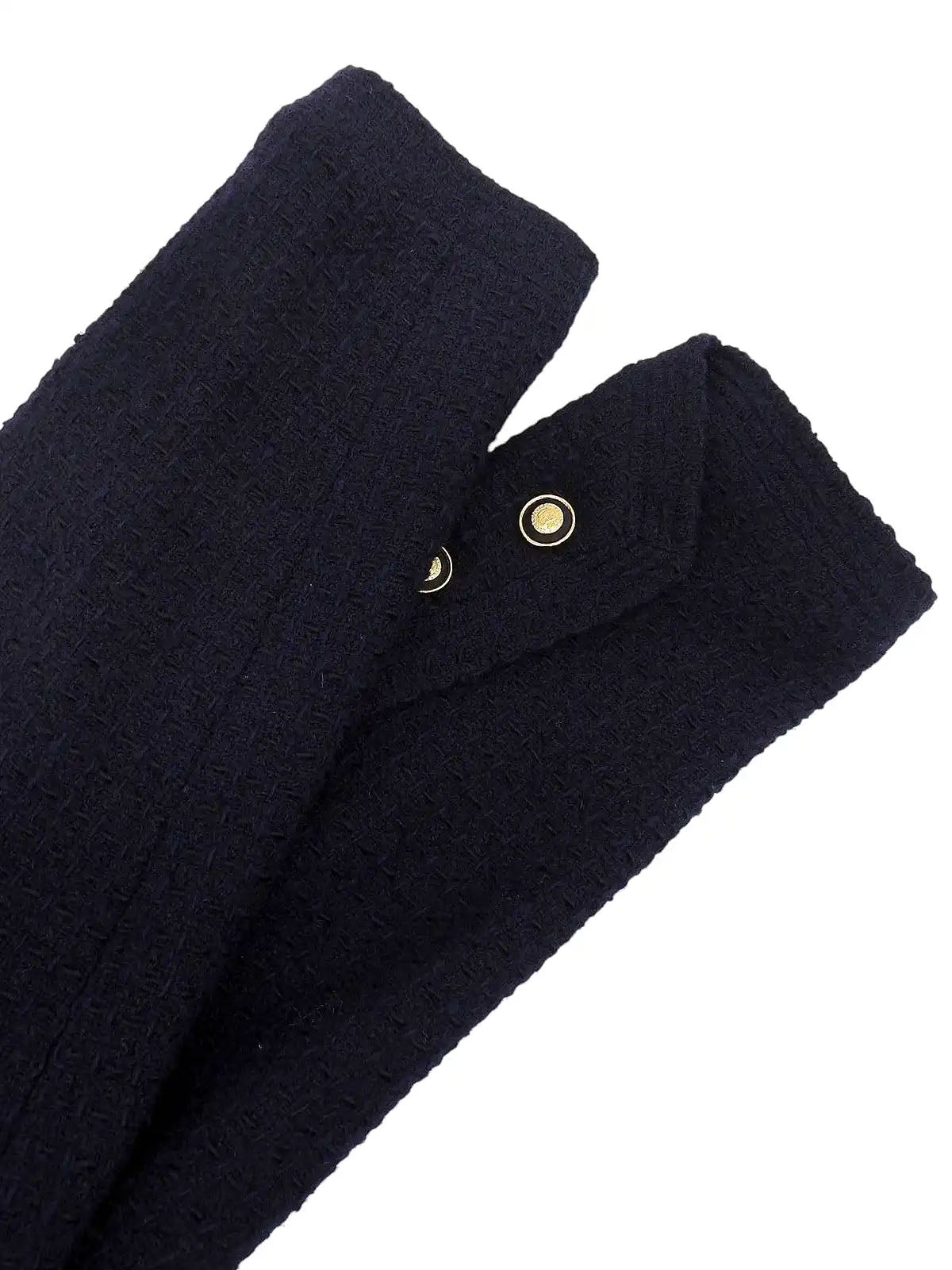 2001 wool collarless button-down set, navy