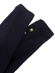 2001 wool collarless button-down set, navy