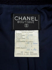 2001 wool collarless button-down set, navy