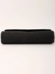 Honeycomb Pattern Logo Plate Chain Bag in Black