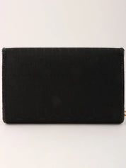 Honeycomb Pattern Logo Plate Chain Bag in Black