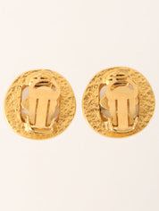 1994 Pearl Edge Design CC Mark Earrings Gold/White