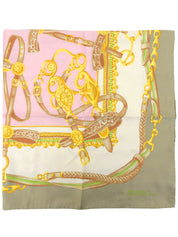 腰带图案围巾 卡其色/多色