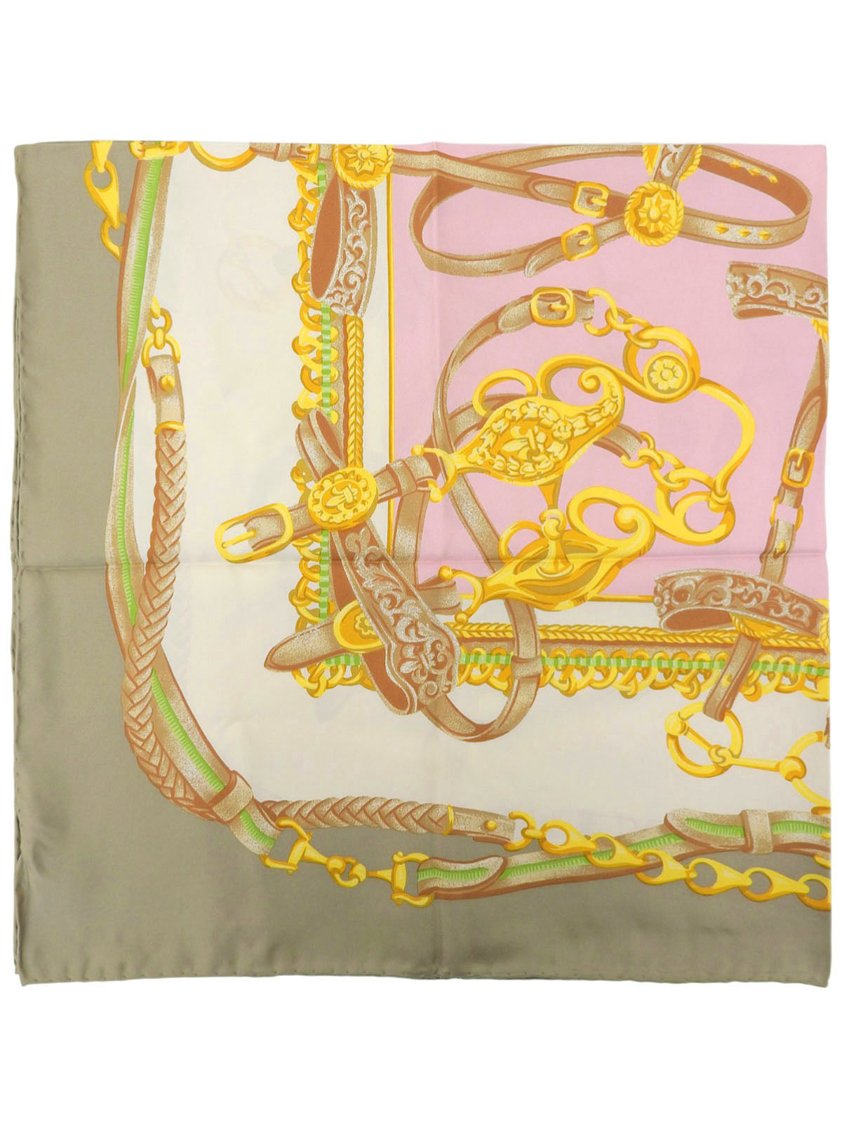 腰带图案围巾 卡其色/多色