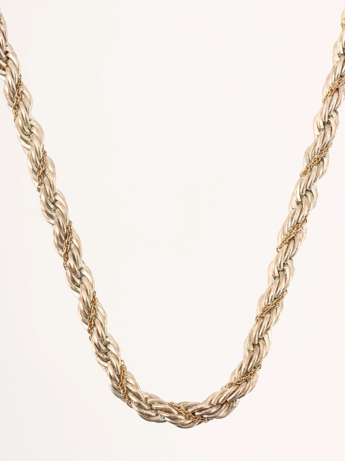 18K925 Twisted Rope Chain Necklace in Silver/Gold