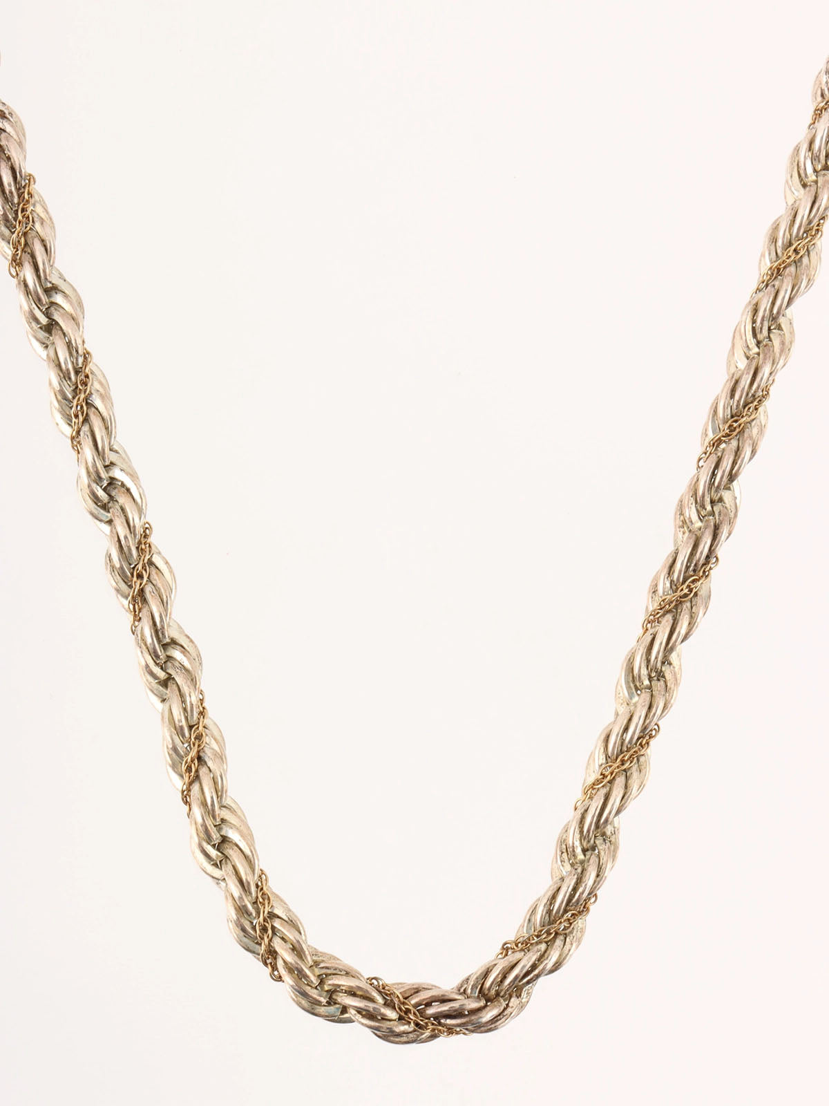 18K925 Twisted Rope Chain Necklace in Silver/Gold