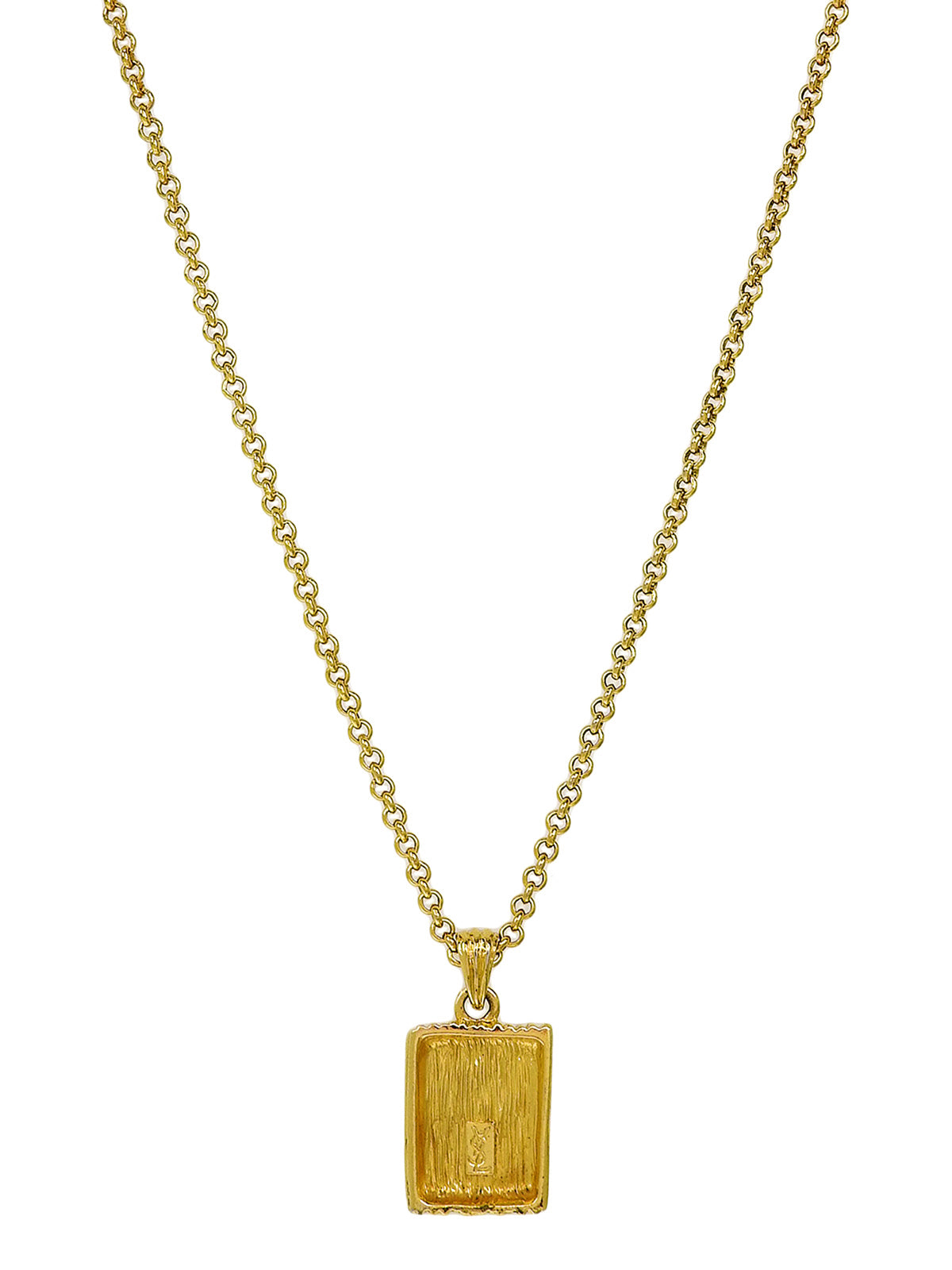 金色方形徽标牌项链