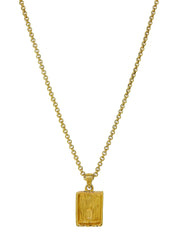 金色方形徽标牌项链