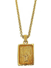 金色方形徽标牌项链