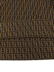 Wool FF Zucca Pattern Long Sleeve Knit Top in Brown/Black