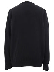 Silk knit combination flower pattern ensemble in black/blue