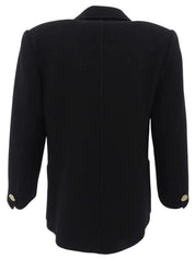 Wool logo button double-breasted jacket in black