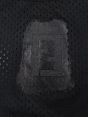黑色网眼徽标半袖上衣