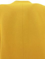 芥末黄羊毛徽标纽扣无领夹克