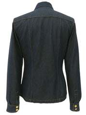 靛蓝色徽标纽扣牛仔衬衫