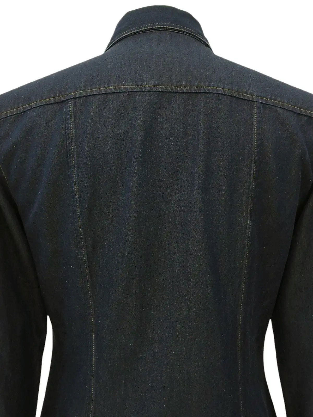 靛蓝色徽标纽扣牛仔衬衫