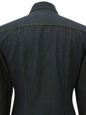 靛蓝色徽标纽扣牛仔衬衫