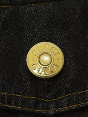 靛蓝色徽标纽扣牛仔衬衫