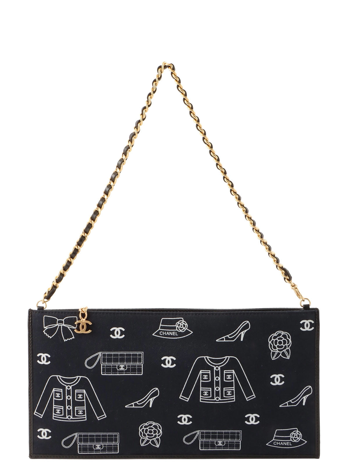Made in 2001, Icon Pattern CC Mark Charm Chain Bag, Navy