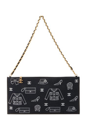 Made in 2001, Icon Pattern CC Mark Charm Chain Bag, Navy