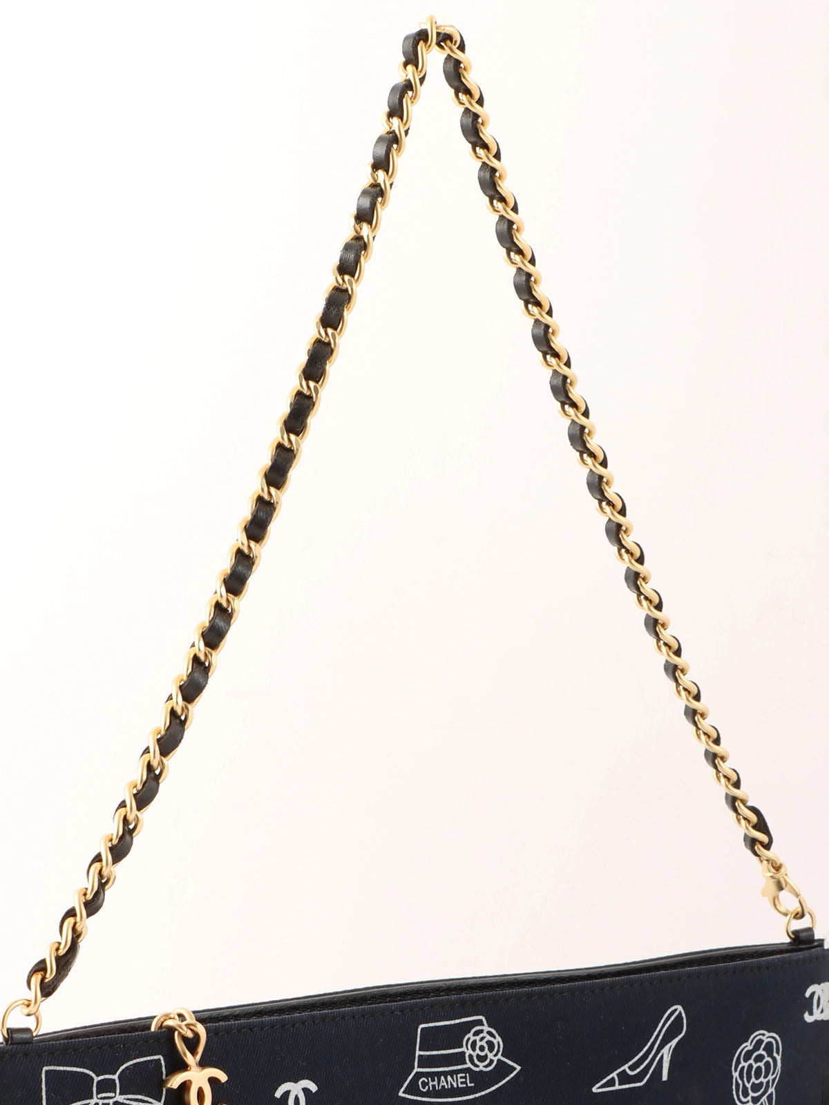 Made in 2001, Icon Pattern CC Mark Charm Chain Bag, Navy
