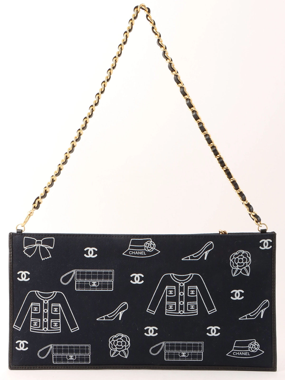 Made in 2001, Icon Pattern CC Mark Charm Chain Bag, Navy