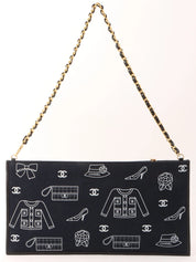 Made in 2001, Icon Pattern CC Mark Charm Chain Bag, Navy