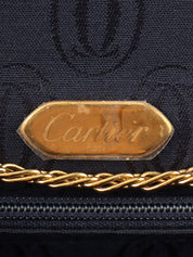 蓝色/多色缎面宝石图案徽标牌链条包