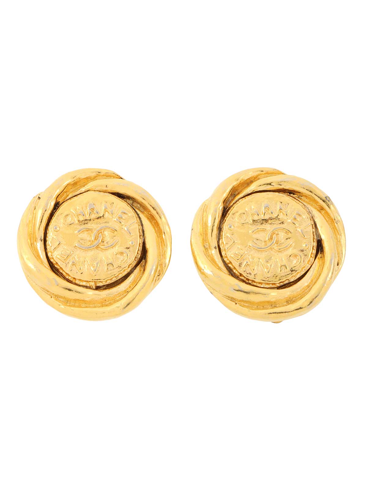 圆形 CC 标志耳环 金色