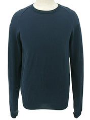Navy logo embroidered knit top