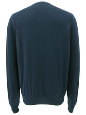 Navy logo embroidered knit top