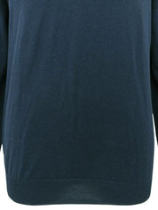 Navy logo embroidered knit top